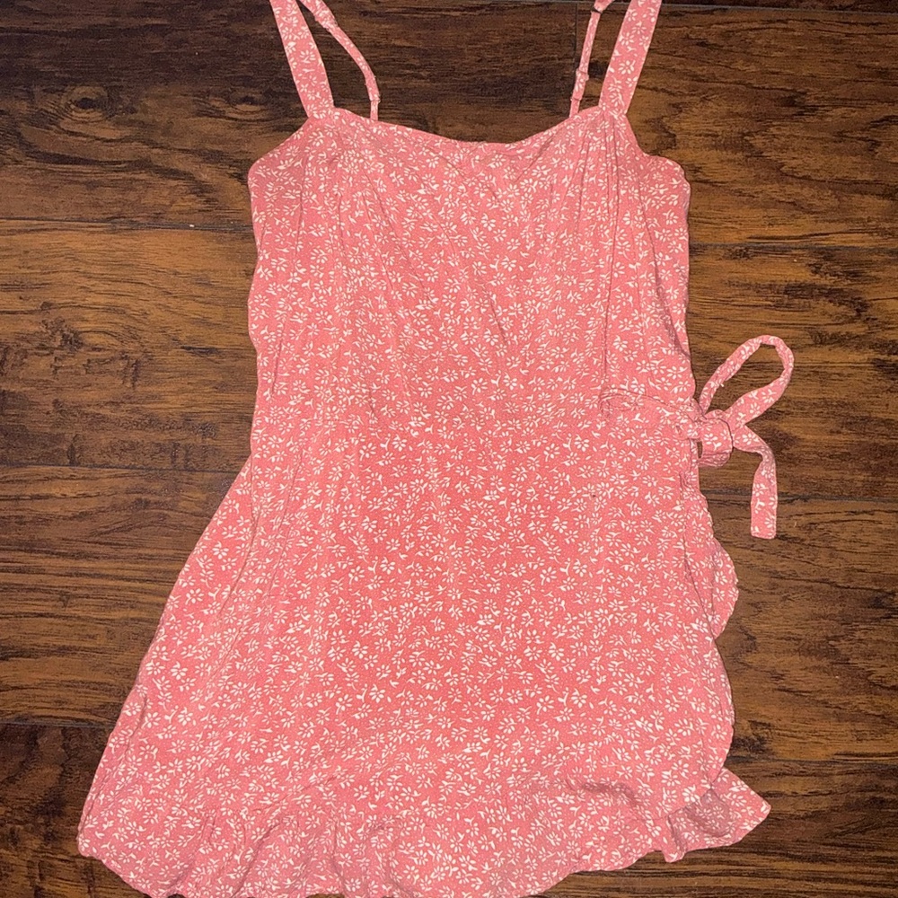 hollister pink floral wrap romper